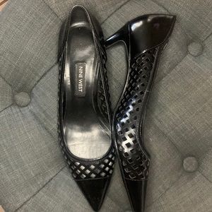 Nine West Black Cutout Kitten Heels